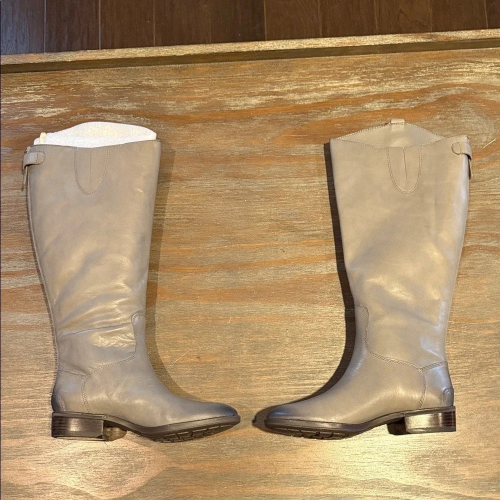 Sam Edelman Gray‎ Leather Riding Boots – Size 6W – New in Box